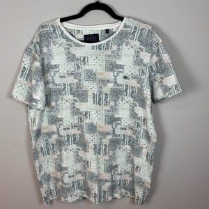 Louis Philippe Mens Paisley Print Cotton Short Sleeve Tee Size 2X Preppy Comfort